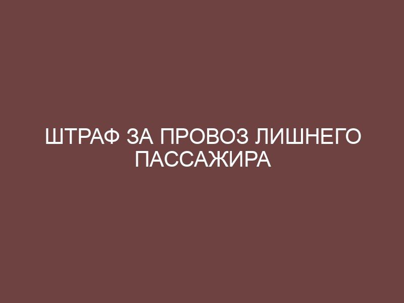 Штраф за провоз лишнего пассажира - Онлайн справочник автомобилиста